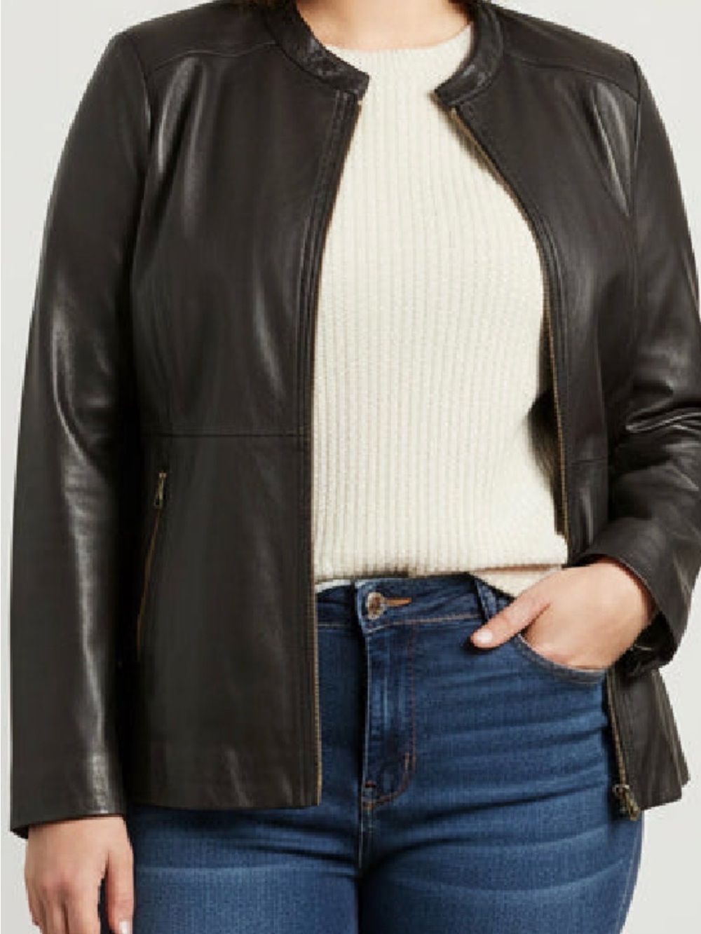 Women’s Reversible Black Faux Leather Zip Jacket - Classic Chic